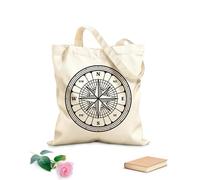 AILOONG Cotton Canvas Women's Bags 12 oz thick fabric old compass vintage map wind rose directions Skin-friendly material 25x30cm Small