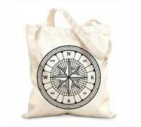 AILOONG Cotton Canvas Women's Bags 12 oz thick fabric old compass vintage map wind rose directions Skin-friendly material 31x36cm Medium