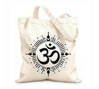 AILOONG Cotton Canvas Women's Bags 12 oz thick fabric om religion symbol Skin-friendly material 25x30cm Small