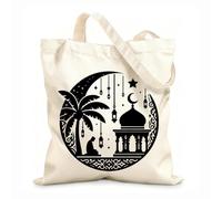 AILOONG Cotton Canvas Women's Bags 12 oz thick fabric ramadan mubarak silhouette of a man praying at sunset Skin-friendly material 31x36cm Medium