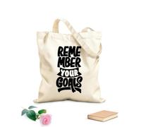 AILOONG Cotton Canvas Women's Bags 12 oz thick fabric remember your goals motivation typography quote design Skin-friendly material 35x40cm Large