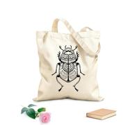 AILOONG Cotton Canvas Women's Bags 12 oz thick fabric Scarab decorative art sketch with tangle patterns and symbols Skin-friendly material 31x36cm Medium
