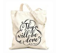 AILOONG Cotton Canvas Women's Bags 12 oz thick fabric thy will be done Skin-friendly material 31x36cm Medium