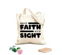 AILOONG Cotton Canvas Women's Bags 12 oz thick fabric walk by faith not by sight typography quotes bible verse motivational words christian poster Skin-friendly material 25x30cm Small