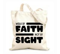 AILOONG Cotton Canvas Women's Bags 12 oz thick fabric walk by faith not by sight typography quotes bible verse motivational words christian poster Skin-friendly material 25x30cm Small