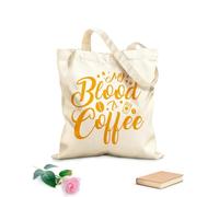 AILOONG Cotton Canvas Women's Bags 340g/m² thick fabric my blood is coffee typography lettering coffee design Skin-friendly material
