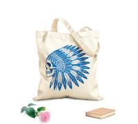 AILOONG Cotton Canvas Women's Bags 340g/m² thick fabric native american headdress skull design Skin-friendly material