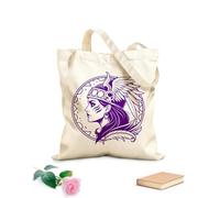 AILOONG Cotton Canvas Women's Bags 340g/m² thick fabric norse valkyrie profile with winged helmet and raven wings Skin-friendly material
