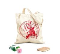 AILOONG Cotton Canvas Women's Bags 340g/m² thick fabric norse valkyrie profile with winged helmet and raven wings Skin-friendly material