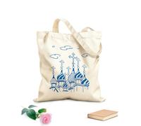 AILOONG Cotton Canvas Women's Bags 340g/m² thick fabric orthodox domes with crosses on the temple orthodox religion postage stamp Skin-friendly material