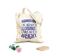AILOONG Cotton Canvas Women's Bags 340g/m² thick fabric ramadan is about losing sins not weight holy month ramadan typography Skin-friendly material