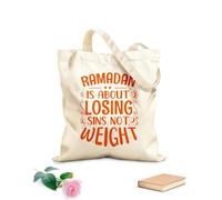 AILOONG Cotton Canvas Women's Bags 340g/m² thick fabric ramadan is about losing sins not weight holy month ramadan typography Skin-friendly material