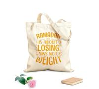 AILOONG Cotton Canvas Women's Bags 340g/m² thick fabric ramadan is about losing sins not weight holy month ramadan typography Skin-friendly material