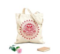 AILOONG Cotton Canvas Women's Bags 340g/m² thick fabric round tattoo mask in the polynesian style and tattoo of the mayan tribe isolated Skin-friendly material