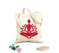AILOONG Cotton Canvas Women's Bags 340g/m² thick fabric serene yoga teacher in lotus pose silhouette art on bright Skin-friendly material