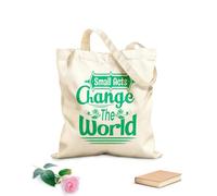 AILOONG Cotton Canvas Women's Bags 340g/m² thick fabric small acts change the world typography Skin-friendly material