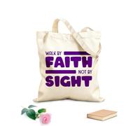 AILOONG Cotton Canvas Women's Bags 340g/m² thick fabric walk by faith not by sight typography quotes bible verse motivational words christian poster Skin-friendly material