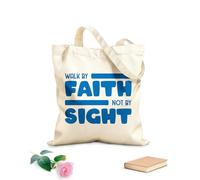 AILOONG Cotton Canvas Women's Bags 340g/m² thick fabric walk by faith not by sight typography quotes bible verse motivational words christian poster Skin-friendly material