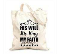 AILOONG Cotton Canvas Women's Bags bible verse design 12 oz thick fabric Skin-friendly material 25x30cm Small