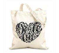 AILOONG Cotton Canvas Women's Bags calligraphy phrases give thanks i love fall grateful be thankful 12 oz thick fabric Skin-friendly material 35x40cm Large