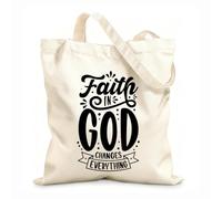 AILOONG Cotton Canvas Women's Bags faith in god changes everything hand drawn lettering calligraphy isolated design 12 oz thick fabric Skin-friendly material 31x36cm Medium