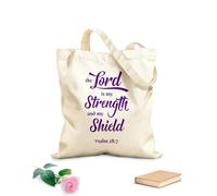 AILOONG Cotton Canvas Women's Bags God is my strength and my shield Christian Bible phrase 340g/m² thick fabric Skin-friendly material