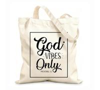 AILOONG Cotton Canvas Women's Bags God Resonance Only Christian Proverbs and Bible Verses 12 oz thick fabric Skin-friendly material 35x40cm Large