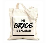 AILOONG Cotton Canvas Women's Bags his grace is enough 12 oz thick fabric Skin-friendly material 35x40cm Large
