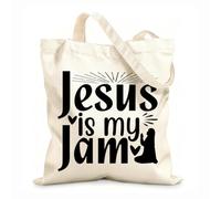 AILOONG Cotton Canvas Women's Bags jesus is my jam 12 oz thick fabric Skin-friendly material 35x40cm Large
