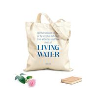 AILOONG Cotton Canvas Women's Bags John's Bible Quote: He who believes in me as the Scripture has said out of his belly will flow rivers of living water 340g/m² thick fabric Skin-friendly material