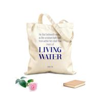 AILOONG Cotton Canvas Women's Bags John's Bible Quote: He who believes in me as the Scripture has said out of his belly will flow rivers of living water 340g/m² thick fabric Skin-friendly material