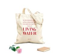 AILOONG Cotton Canvas Women's Bags John's Bible Quote: He who believes in me as the Scripture has said out of his belly will flow rivers of living water 340g/m² thick fabric Skin-friendly material