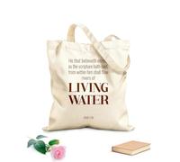 AILOONG Cotton Canvas Women's Bags John's Bible Quote: He who believes in me as the Scripture has said out of his belly will flow rivers of living water 340g/m² thick fabric Skin-friendly material