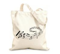 AILOONG Cotton Canvas Women's Bags music wave notes stave concert or orchestra 12 oz thick fabric Skin-friendly material 35x40cm Large