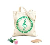 AILOONG Cotton Canvas Women's Bags musical design element piano roll pattern in various shapes musical logo graphic design 340g/m² thick fabric Skin-friendly material
