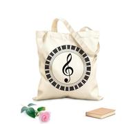 AILOONG Cotton Canvas Women's Bags musical design element piano roll pattern in various shapes musical logo graphic design 12 oz thick fabric Skin-friendly material 31x36cm Medium