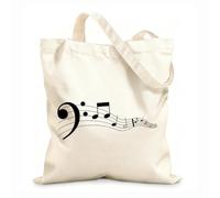 AILOONG Cotton Canvas Women's Bags musical notes wave and stave treble and bass clef song or sheet music flat design 12 oz thick fabric Skin-friendly material 25x30cm Small