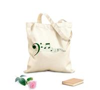 AILOONG Cotton Canvas Women's Bags musical notes wave and stave treble and bass clef song or sheet music flat design 340g/m² thick fabric Skin-friendly material