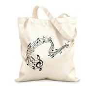 AILOONG Cotton Canvas Women's Bags musical wave of notes on stave orchestra concert 12 oz thick fabric Skin-friendly material 35x40cm Large