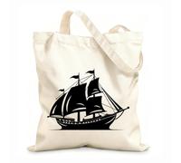 AILOONG Cotton Canvas Women's Bags mythical voyage ancient ship emblem old world mariner ship design 12 oz thick fabric Skin-friendly material 31x36cm Medium