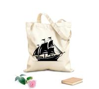 AILOONG Cotton Canvas Women's Bags mythical voyage ancient ship emblem old world mariner ship design 12 oz thick fabric Skin-friendly material 35x40cm Large