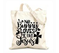AILOONG Cotton Canvas Women's Bags no bunny loves me like jesus spring easter tulips flower happy easter 12 oz thick fabric Skin-friendly material 25x30cm Small