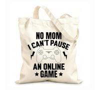 AILOONG Cotton Canvas Women's Bags no mom i can't pause an online game online gaming 12 oz thick fabric Skin-friendly material 35x40cm Large