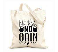 AILOONG Cotton Canvas Women's Bags no pain no gain 12 oz thick fabric Skin-friendly material 35x40cm Large