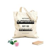 AILOONG Cotton Canvas Women's Bags nothing is impossible slogan graphic fashion 12 oz thick fabric Skin-friendly material 25x30cm Small