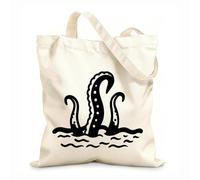 AILOONG Cotton Canvas Women's Bags octopus tentacles rising from ocean waves 12 oz thick fabric Skin-friendly material 31x36cm Medium