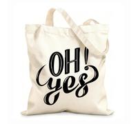 AILOONG Cotton Canvas Women's Bags oh yes cool retro typography 12 oz thick fabric Skin-friendly material 31x36cm Medium