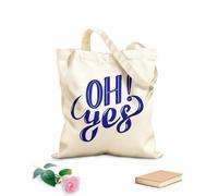 AILOONG Cotton Canvas Women's Bags oh yes cool retro typography 340g/m² thick fabric Skin-friendly material