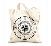 AILOONG Cotton Canvas Women's Bags old compass vintage map wind rose directions 12 oz thick fabric Skin-friendly material 25x30cm Small