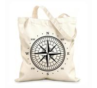 AILOONG Cotton Canvas Women's Bags old compass vintage map wind rose directions 12 oz thick fabric Skin-friendly material 25x30cm Small